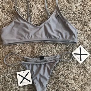 BoutineLA Grey Swim top and bottom- NWT